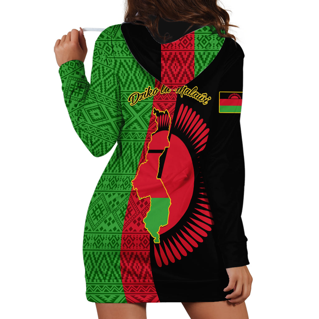 Malawi Hoodie Dress With Coat Of Arms Mix African Pattern - Wonder Print Shop