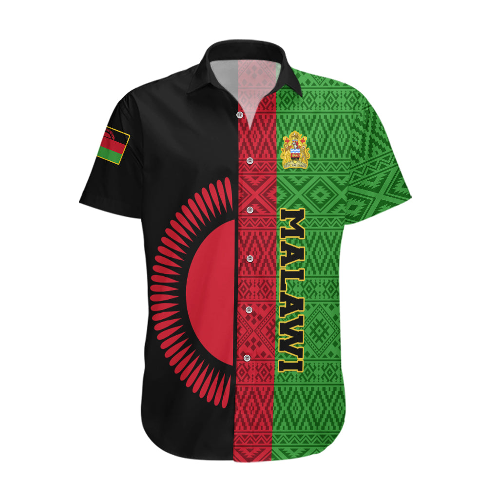 Personalised Malawi Hawaiian Shirt With Coat Of Arms Mix African Pattern - Wonder Print Shop