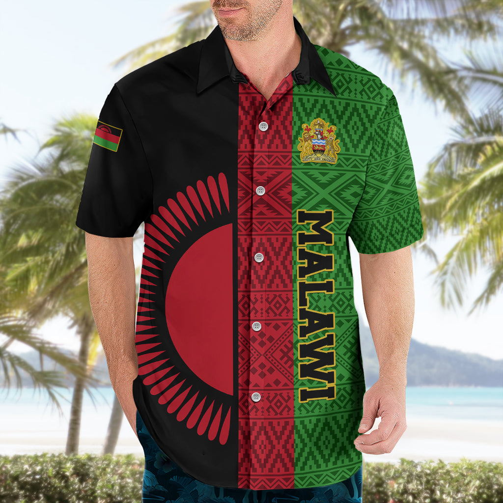 Personalised Malawi Hawaiian Shirt With Coat Of Arms Mix African Pattern - Wonder Print Shop