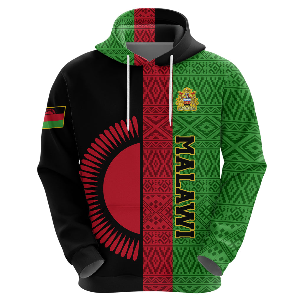 Personalised Malawi Hoodie With Coat Of Arms Mix African Pattern - Wonder Print Shop