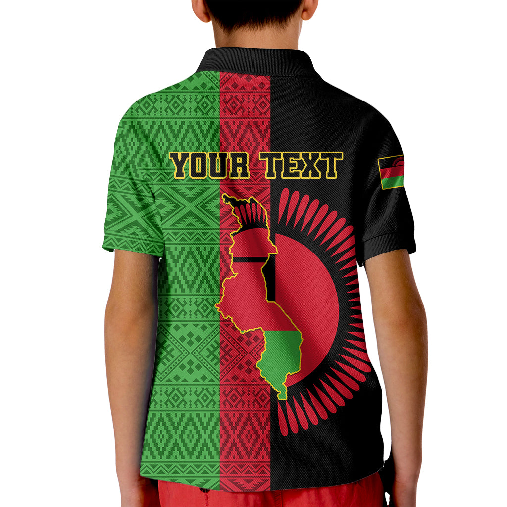 Personalised Malawi Kid Polo Shirt With Coat Of Arms Mix African Pattern - Wonder Print Shop
