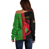 Personalised Malawi Off Shoulder Sweater With Coat Of Arms Mix African Pattern - Wonder Print Shop