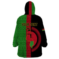 Personalised Malawi Wearable Blanket Hoodie With Coat Of Arms Mix African Pattern - Wonder Print Shop