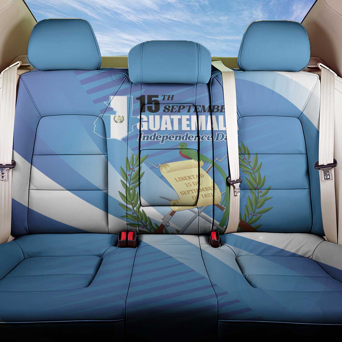 Guatemala Independence Day 1821 Back Car Seat Cover Libre crezca fecundo - Wonder Print Shop
