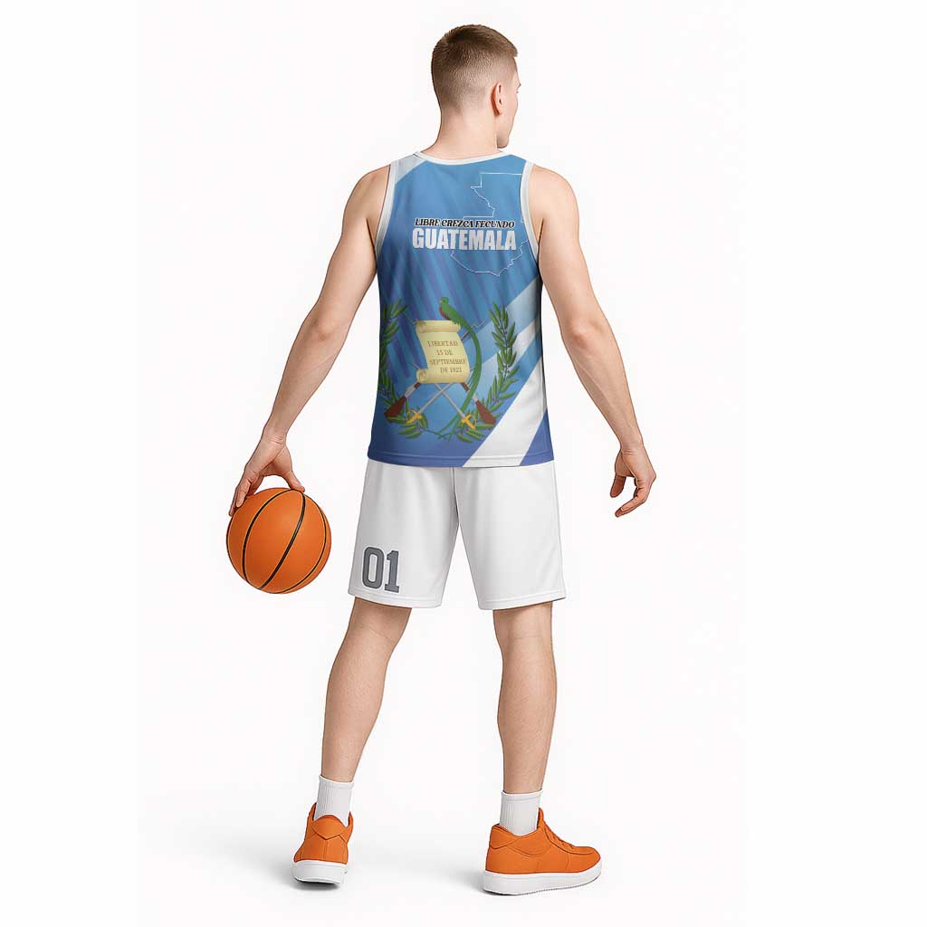 Guatemala Independence Day 1821 Basketball Jersey Libre crezca fecundo - Wonder Print Shop