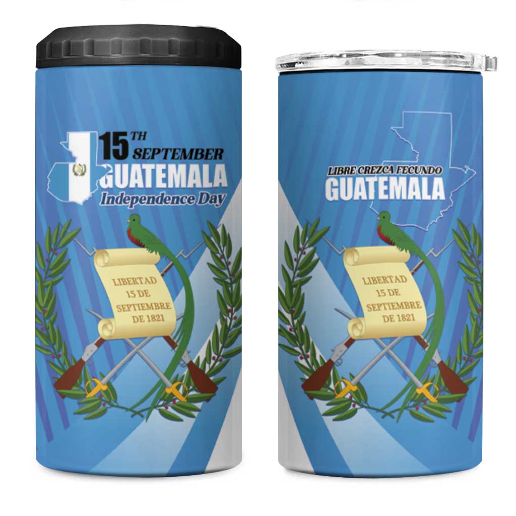 Guatemala Independence Day 1821 4 in 1 Can Cooler Tumbler Libre crezca fecundo - Wonder Print Shop