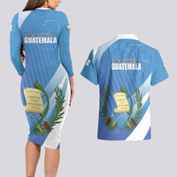 Guatemala Independence Day 1821 Couples Matching Long Sleeve Bodycon Dress and Hawaiian Shirt Libre crezca fecundo - Wonder Print Shop