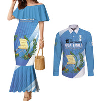 Guatemala Independence Day 1821 Couples Matching Mermaid Dress and Long Sleeve Button Shirt Libre crezca fecundo - Wonder Print Shop