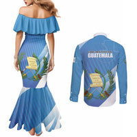 Guatemala Independence Day 1821 Couples Matching Mermaid Dress and Long Sleeve Button Shirt Libre crezca fecundo - Wonder Print Shop