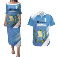 Guatemala Independence Day 1821 Couples Matching Puletasi and Hawaiian Shirt Libre crezca fecundo - Wonder Print Shop