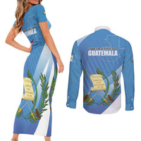 Guatemala Independence Day 1821 Couples Matching Short Sleeve Bodycon Dress and Long Sleeve Button Shirt Libre crezca fecundo - Wonder Print Shop