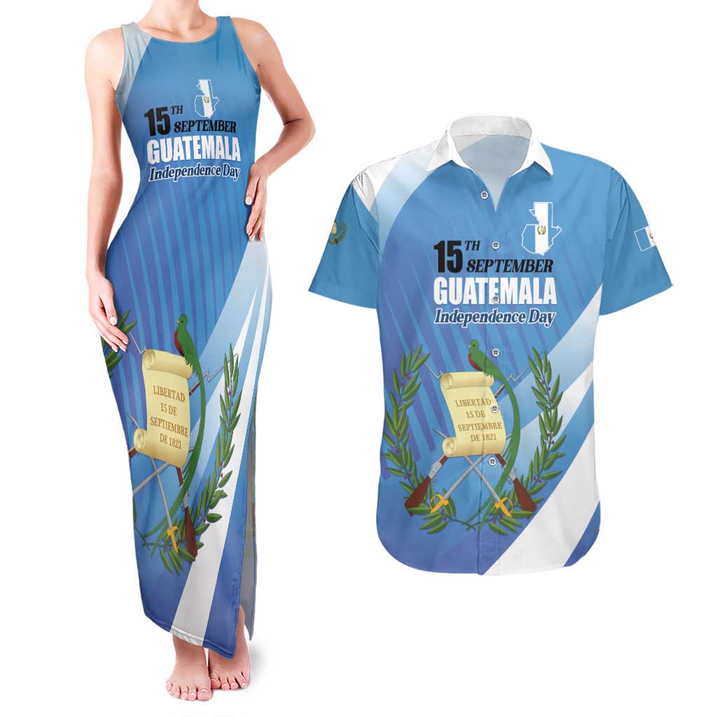 Guatemala Independence Day 1821 Couples Matching Tank Maxi Dress and Hawaiian Shirt Libre crezca fecundo - Wonder Print Shop