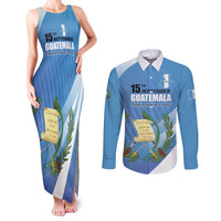 Guatemala Independence Day 1821 Couples Matching Tank Maxi Dress and Long Sleeve Button Shirt Libre crezca fecundo - Wonder Print Shop