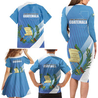 Guatemala Independence Day 1821 Family Matching Long Sleeve Bodycon Dress and Hawaiian Shirt Libre crezca fecundo - Wonder Print Shop