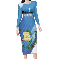Guatemala Independence Day 1821 Family Matching Long Sleeve Bodycon Dress and Hawaiian Shirt Libre crezca fecundo - Wonder Print Shop