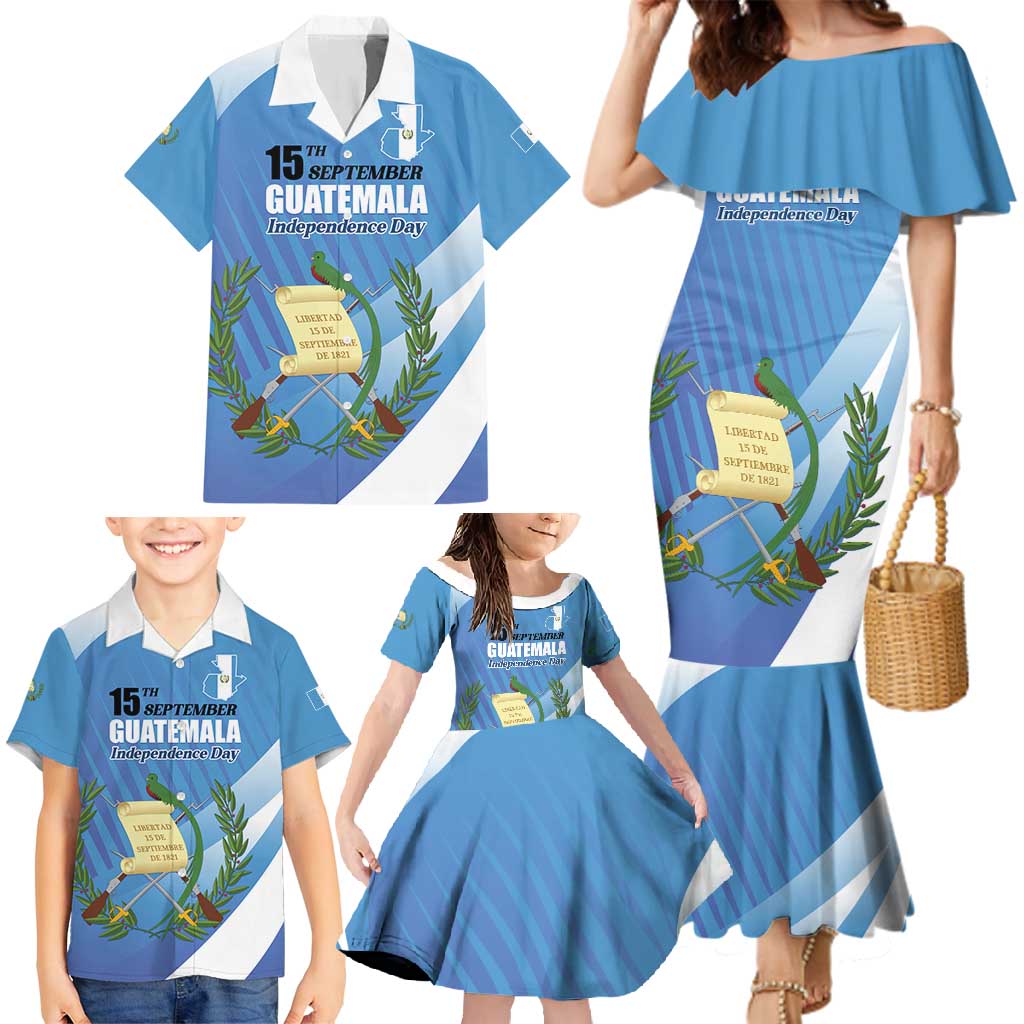 Guatemala Independence Day 1821 Family Matching Mermaid Dress and Hawaiian Shirt Libre crezca fecundo - Wonder Print Shop
