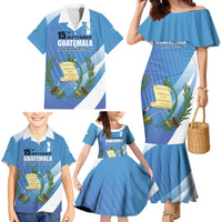 Guatemala Independence Day 1821 Family Matching Mermaid Dress and Hawaiian Shirt Libre crezca fecundo - Wonder Print Shop