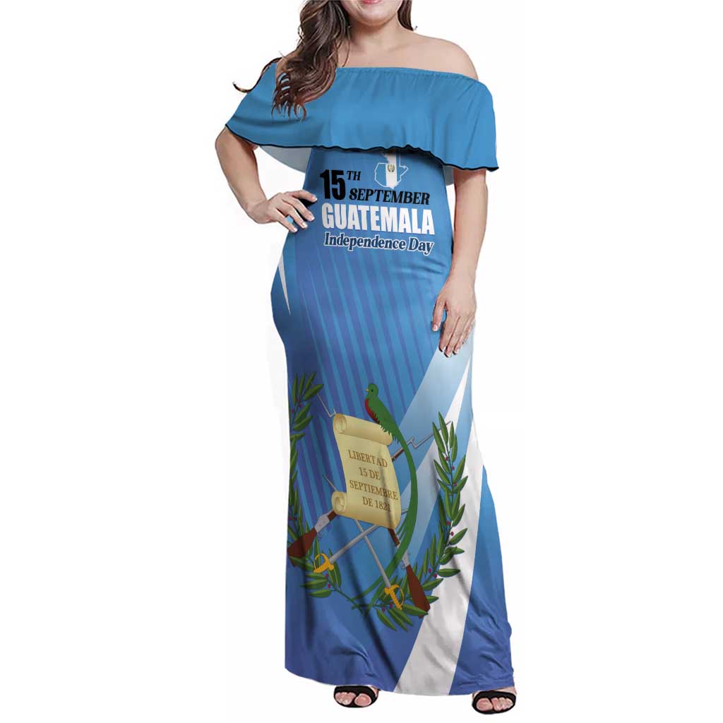 Guatemala Independence Day 1821 Family Matching Off Shoulder Maxi Dress and Hawaiian Shirt Libre crezca fecundo - Wonder Print Shop