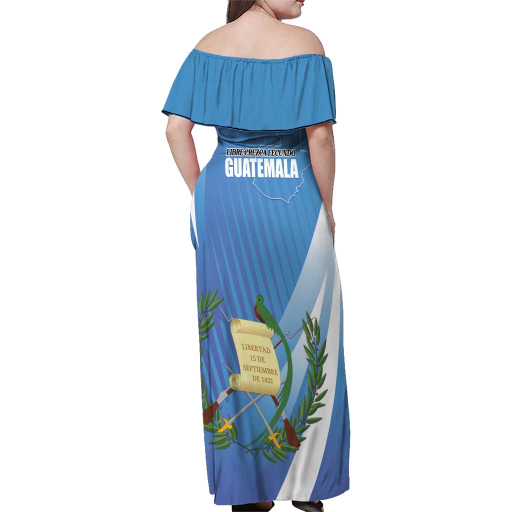 Guatemala Independence Day 1821 Family Matching Off Shoulder Maxi Dress and Hawaiian Shirt Libre crezca fecundo - Wonder Print Shop