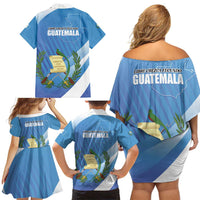 Guatemala Independence Day 1821 Family Matching Off Shoulder Short Dress and Hawaiian Shirt Libre crezca fecundo - Wonder Print Shop