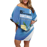 Guatemala Independence Day 1821 Family Matching Off Shoulder Short Dress and Hawaiian Shirt Libre crezca fecundo - Wonder Print Shop