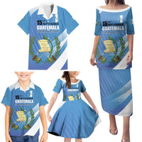 Guatemala Independence Day 1821 Family Matching Puletasi and Hawaiian Shirt Libre crezca fecundo - Wonder Print Shop