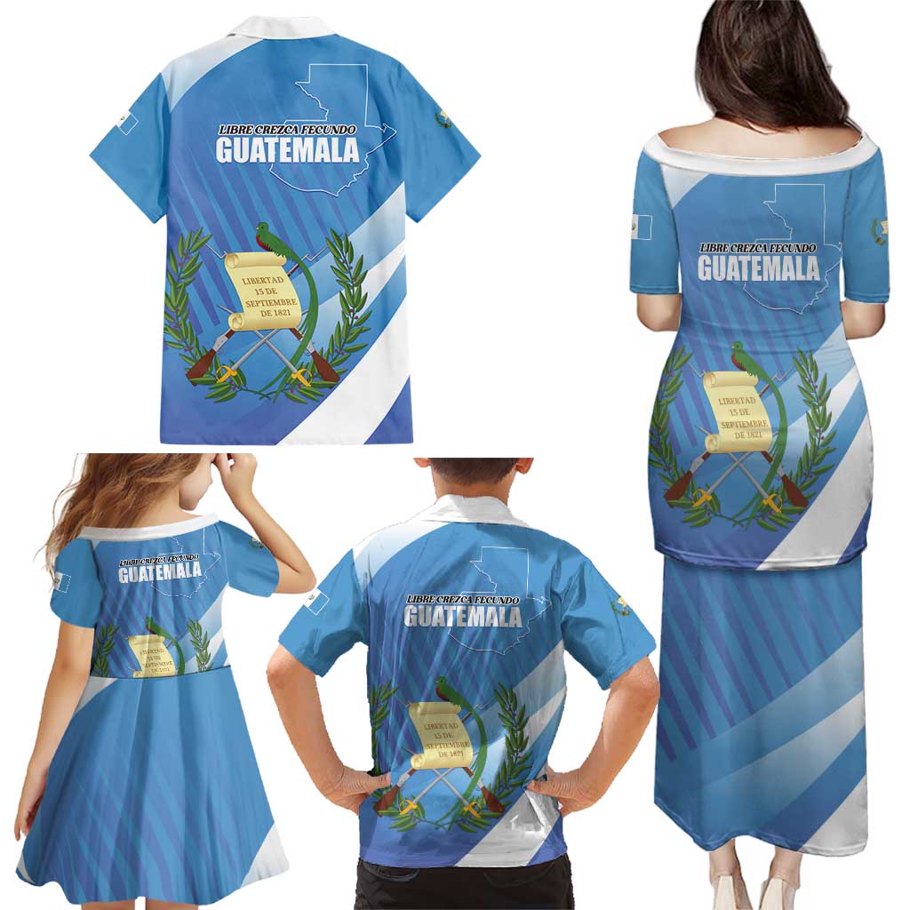 Guatemala Independence Day 1821 Family Matching Puletasi and Hawaiian Shirt Libre crezca fecundo - Wonder Print Shop