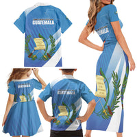 Guatemala Independence Day 1821 Family Matching Short Sleeve Bodycon Dress and Hawaiian Shirt Libre crezca fecundo - Wonder Print Shop