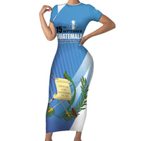 Guatemala Independence Day 1821 Family Matching Short Sleeve Bodycon Dress and Hawaiian Shirt Libre crezca fecundo - Wonder Print Shop