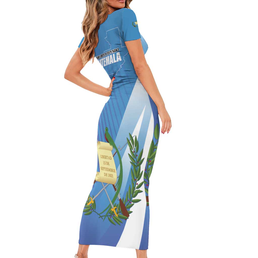 Guatemala Independence Day 1821 Family Matching Short Sleeve Bodycon Dress and Hawaiian Shirt Libre crezca fecundo - Wonder Print Shop