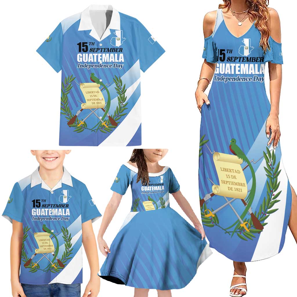 Guatemala Independence Day 1821 Family Matching Summer Maxi Dress and Hawaiian Shirt Libre crezca fecundo - Wonder Print Shop