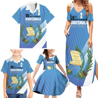 Guatemala Independence Day 1821 Family Matching Summer Maxi Dress and Hawaiian Shirt Libre crezca fecundo - Wonder Print Shop