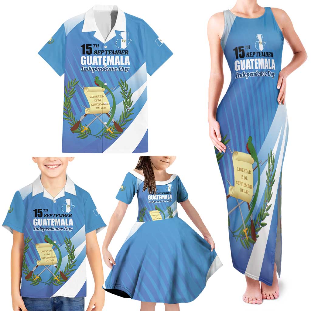 Guatemala Independence Day 1821 Family Matching Tank Maxi Dress and Hawaiian Shirt Libre crezca fecundo - Wonder Print Shop