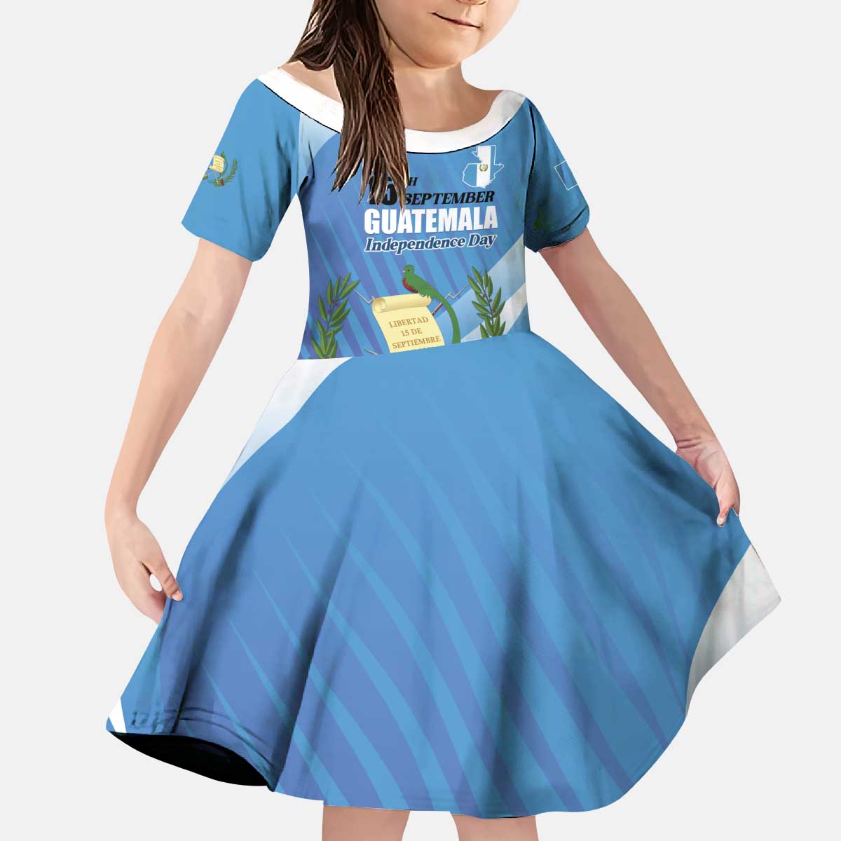 Guatemala Independence Day 1821 Kid Short Sleeve Dress Libre crezca fecundo - Wonder Print Shop