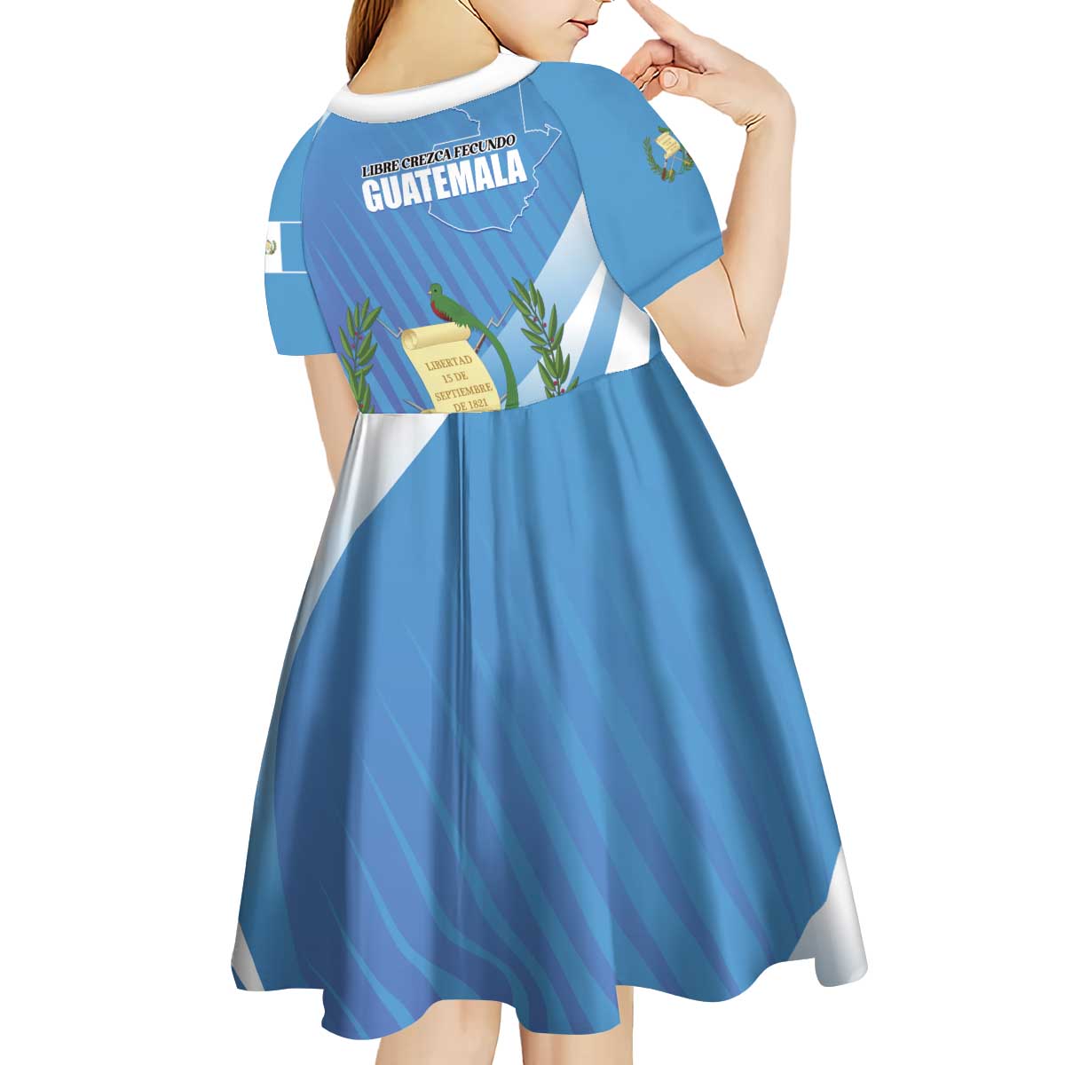 Guatemala Independence Day 1821 Kid Short Sleeve Dress Libre crezca fecundo - Wonder Print Shop