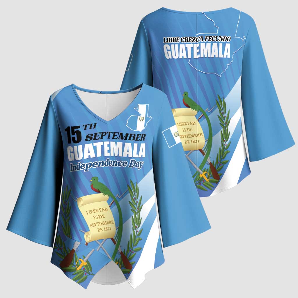 Guatemala Independence Day 1821 Kimono Sleeve Blouse Libre crezca fecundo - Wonder Print Shop