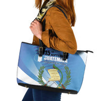 Guatemala Independence Day 1821 Leather Tote Bag Libre crezca fecundo - Wonder Print Shop