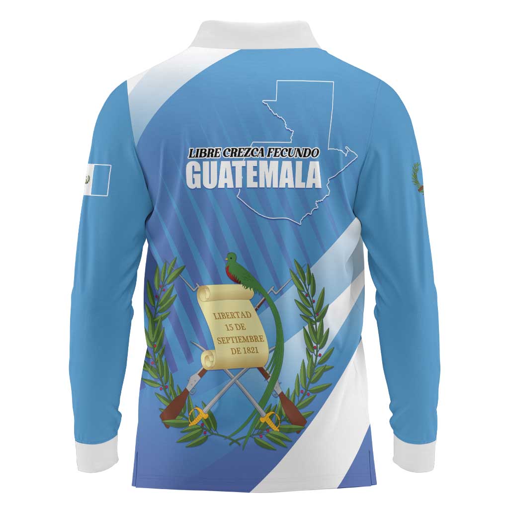 Guatemala Independence Day 1821 Long Sleeve Polo Shirt Libre crezca fecundo - Wonder Print Shop