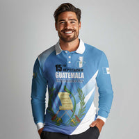 Guatemala Independence Day 1821 Long Sleeve Polo Shirt Libre crezca fecundo - Wonder Print Shop
