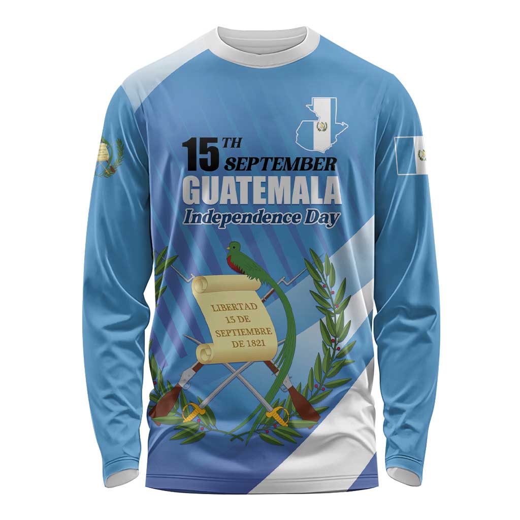 Guatemala Independence Day 1821 Long Sleeve Shirt Libre crezca fecundo - Wonder Print Shop