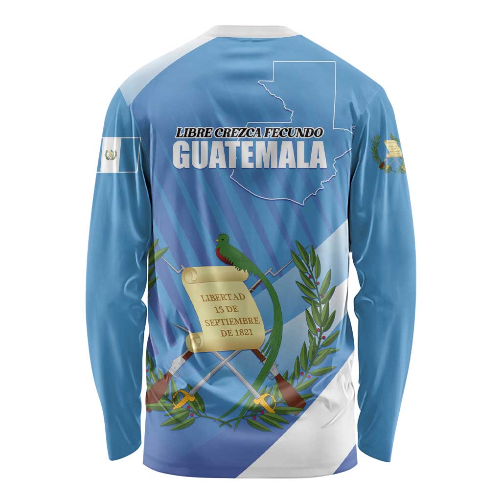 Guatemala Independence Day 1821 Long Sleeve Shirt Libre crezca fecundo - Wonder Print Shop