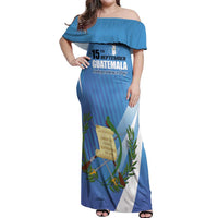 Guatemala Independence Day 1821 Off Shoulder Maxi Dress Libre crezca fecundo - Wonder Print Shop