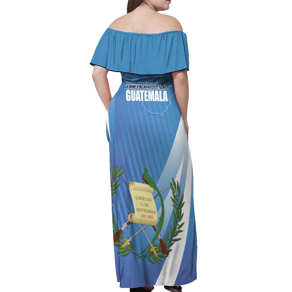 Guatemala Independence Day 1821 Off Shoulder Maxi Dress Libre crezca fecundo - Wonder Print Shop