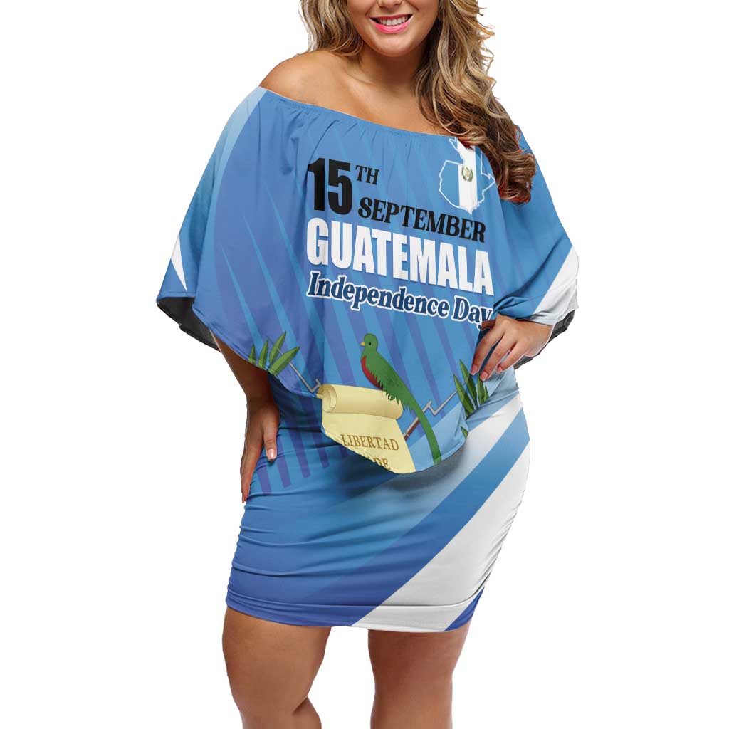Guatemala Independence Day 1821 Off Shoulder Short Dress Libre crezca fecundo - Wonder Print Shop