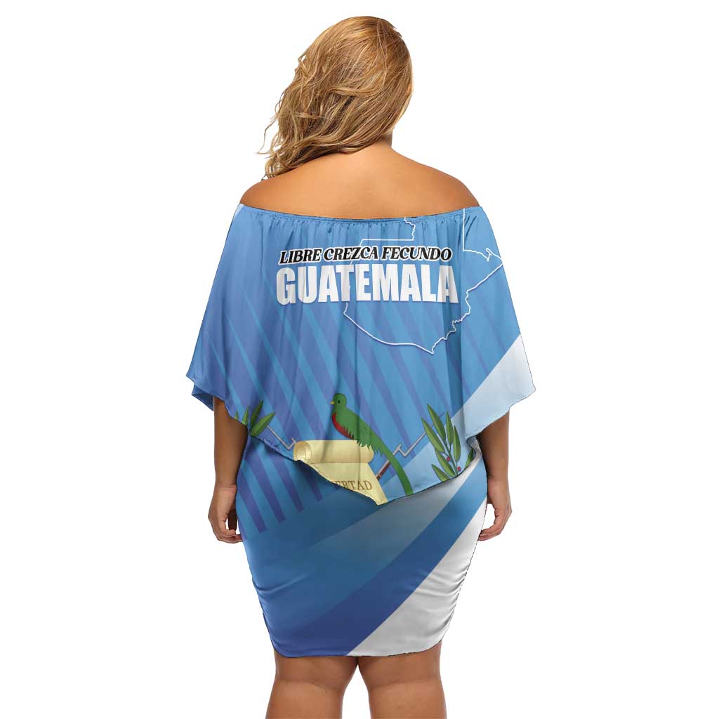 Guatemala Independence Day 1821 Off Shoulder Short Dress Libre crezca fecundo - Wonder Print Shop