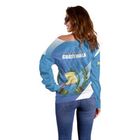 Guatemala Independence Day 1821 Off Shoulder Sweater Libre crezca fecundo - Wonder Print Shop
