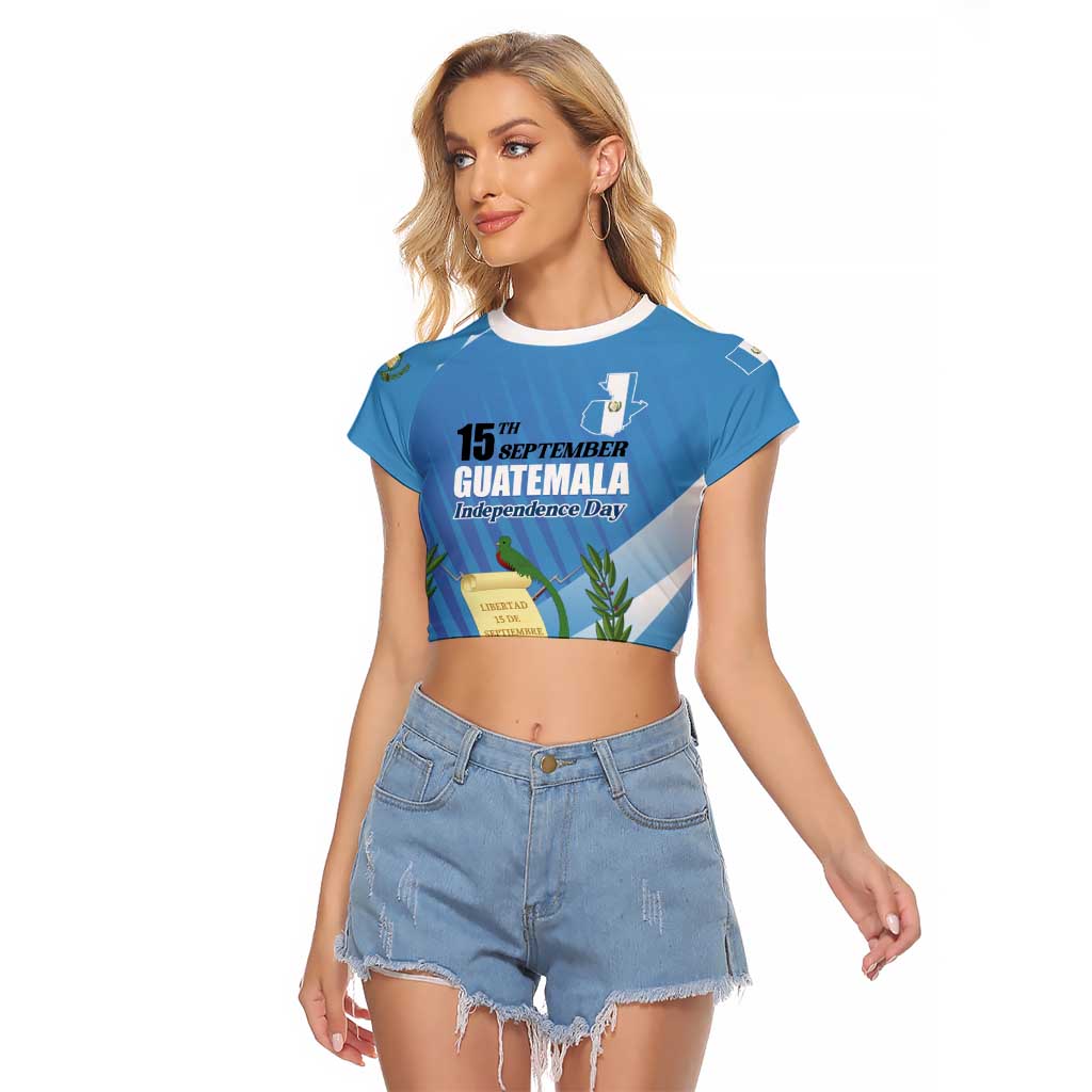 Guatemala Independence Day 1821 Raglan Cropped T Shirt Libre crezca fecundo - Wonder Print Shop