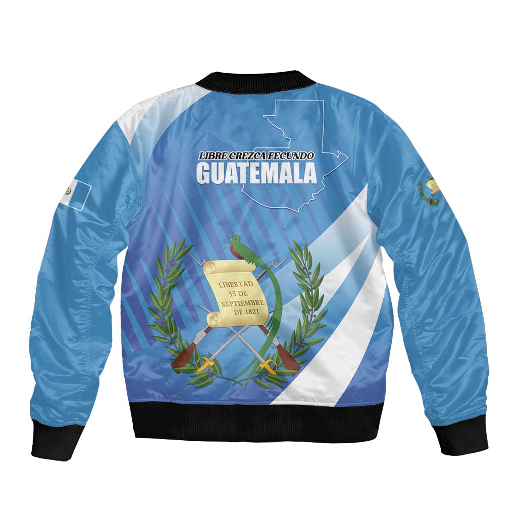 Guatemala Independence Day 1821 Sleeve Zip Bomber Jacket Libre crezca fecundo - Wonder Print Shop