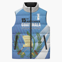 Guatemala Independence Day 1821 Sleeveless Puffer Jacket Libre crezca fecundo - Wonder Print Shop