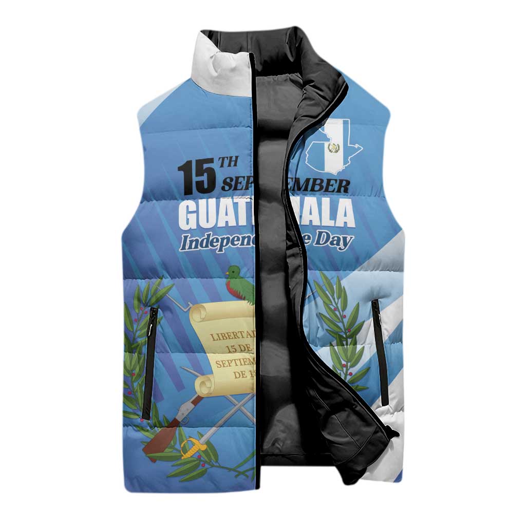 Guatemala Independence Day 1821 Sleeveless Puffer Jacket Libre crezca fecundo - Wonder Print Shop